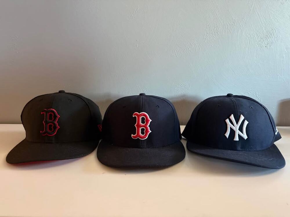 Lot 3 New Era 59FIFTY MLB Hats - Boston Red Sox & New York Yankees 7 1/4 (0161)